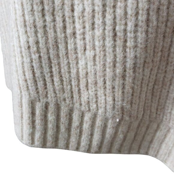 LOFT Button Turtleneck Poncho Cream Oatmeal M/L Knit Sweater Coastal Nautical - Picture 6 of 14